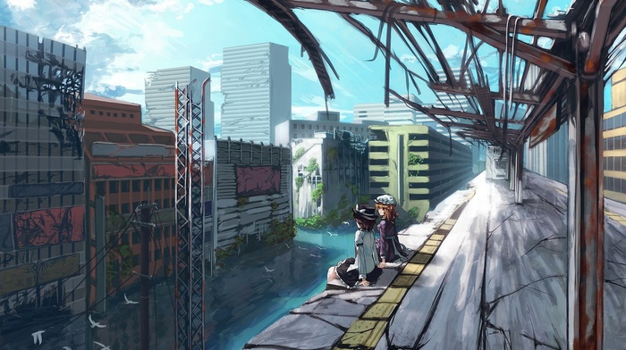 touhou, landscape, Maribel Han, Usami Renko, anime, city