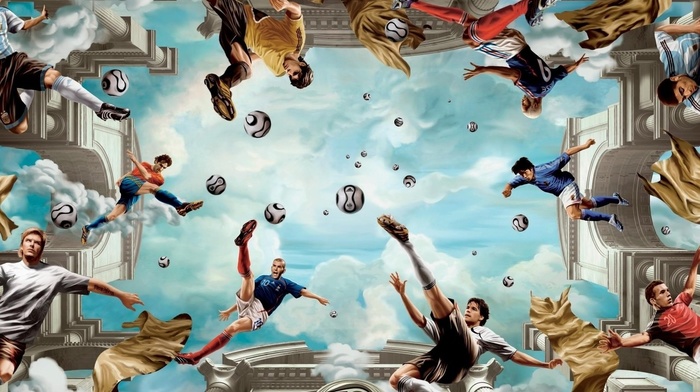 David Beckham, digital art, Djibril Ciss, Zinedine Zidane, ball, Kak, Michael Ballack, footballers