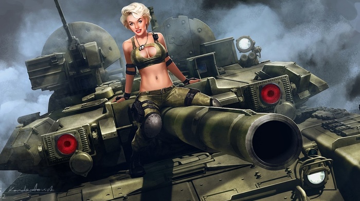 boobs, Marilyn Monroe, tank, army, blonde, military, girl