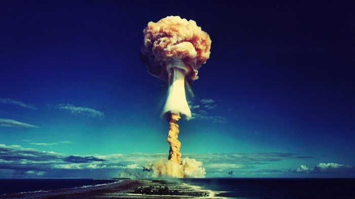 atomic bomb, mushroom clouds