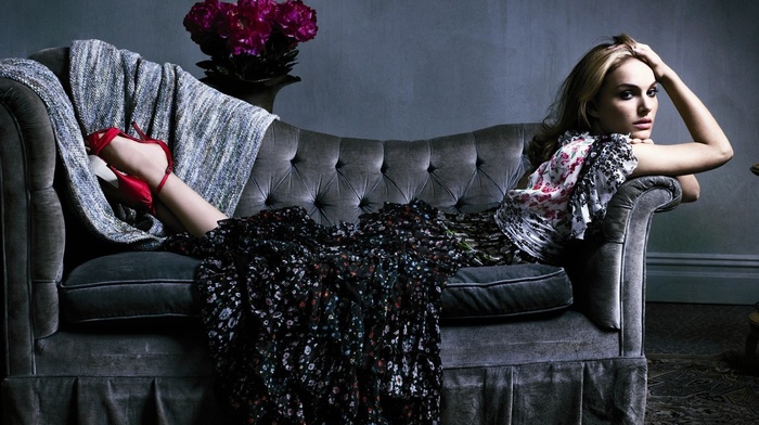 Natalie Portman, girl, couch