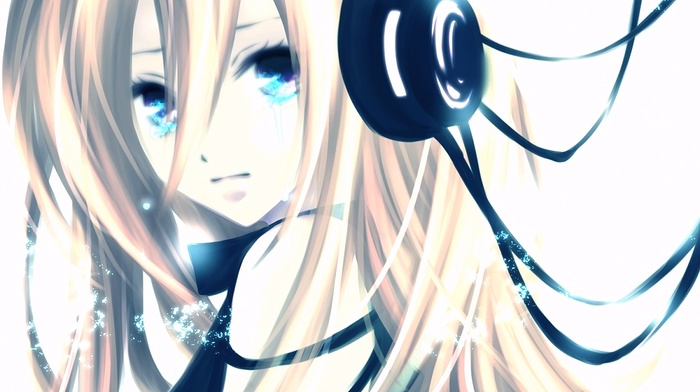 Vocaloid, Lily Vocaloid, anime, long hair, headphones, blonde, anime girls, eyes