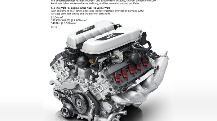 engine, audi r8, car, Audi, Audi R8 Spyder
