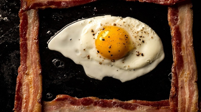 bacon, eggs, food