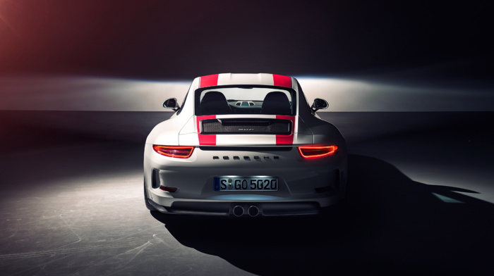 simple background, vehicle, car, Porsche 911R, spotlights