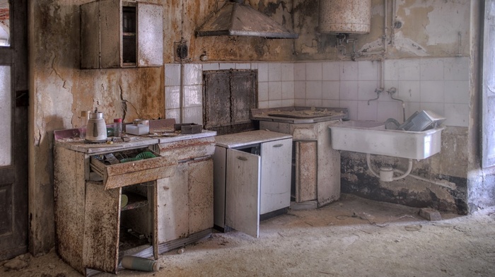 ruin, kitchen, interior