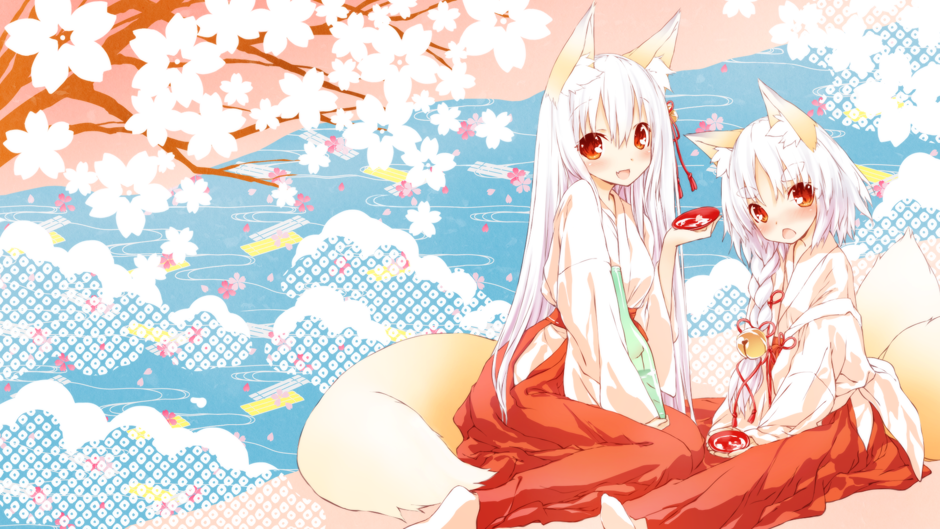 anime fox girl with white hair
