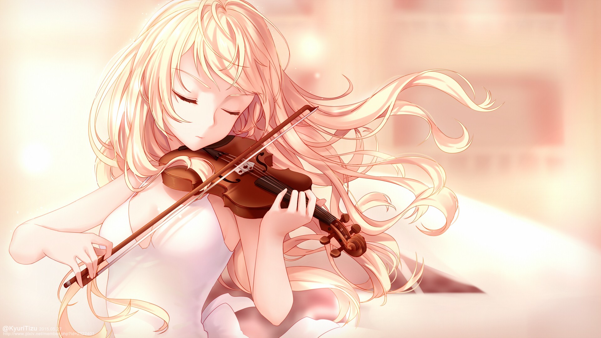 anime girl with violin wallpaper