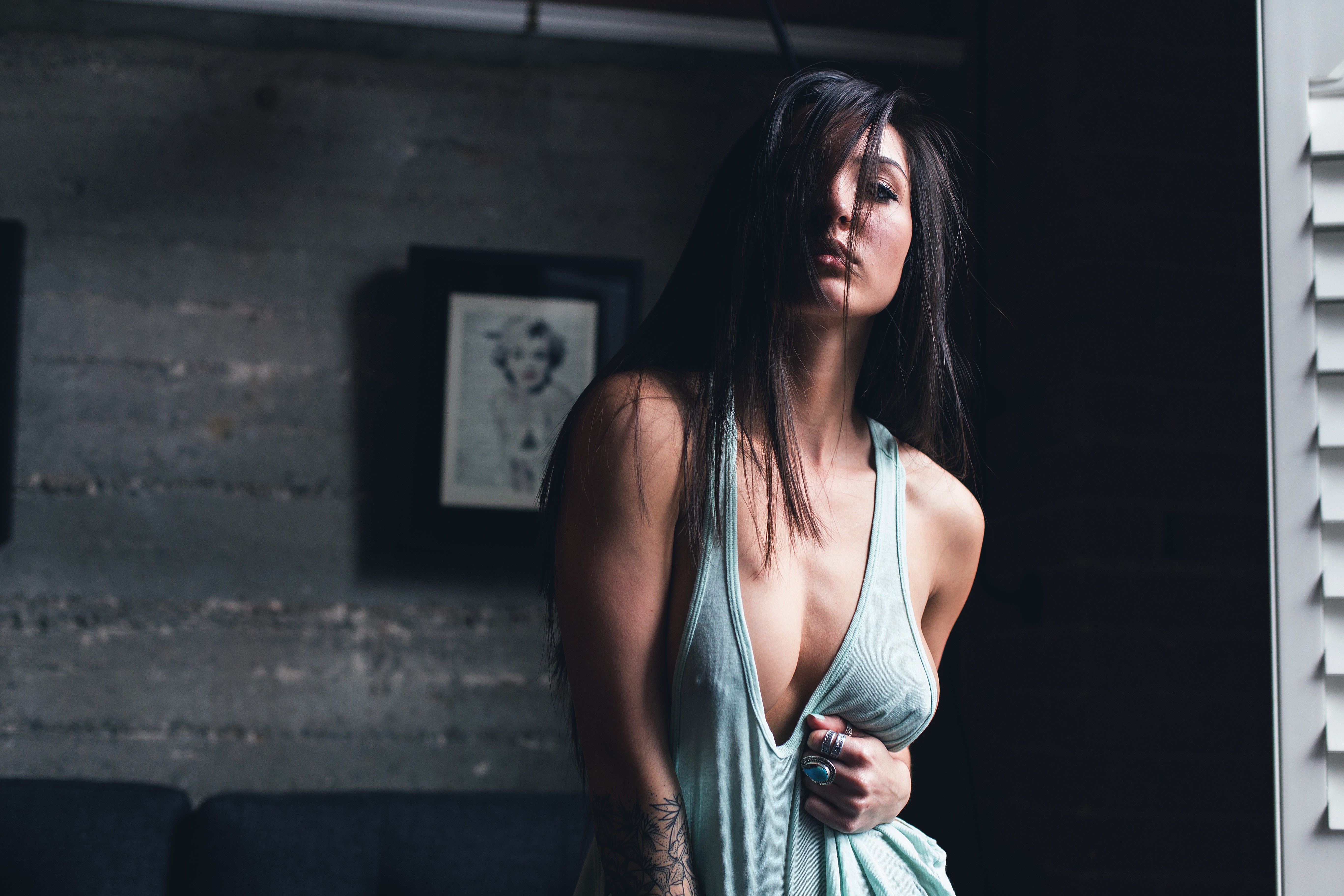 Wallpaper face, boobs, Kristina Chai, long hair, brunette, nipples through ...
