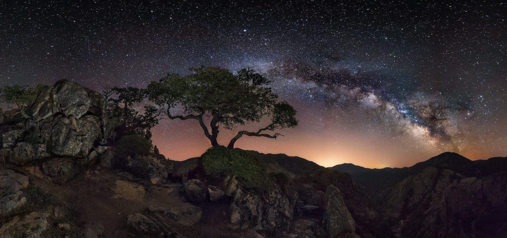 Mountain Milky Way Rock Nature Starry Night Lights Wallpaper