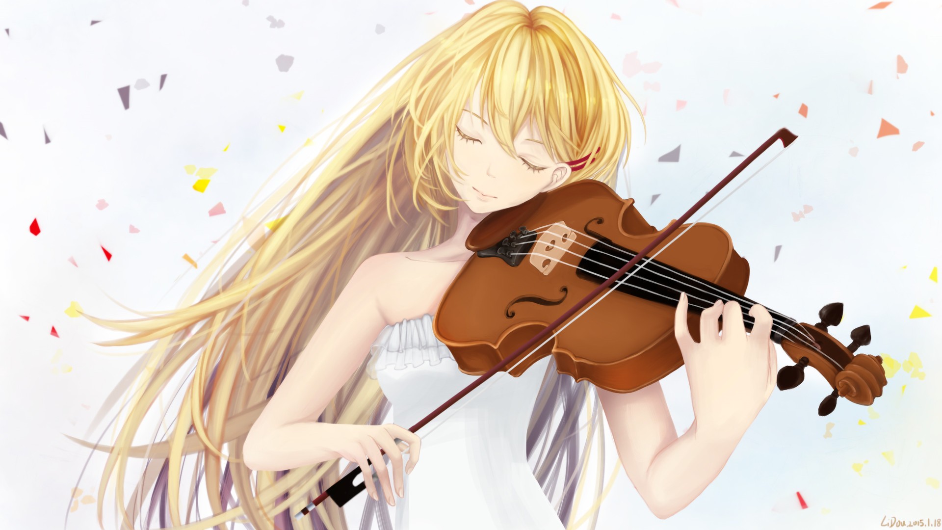 anime girl playing instrument