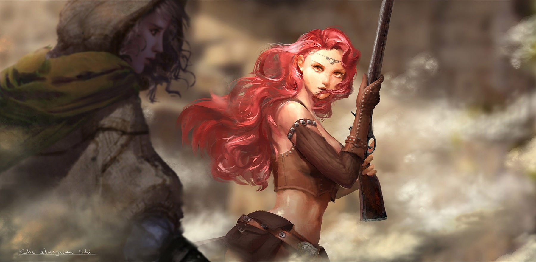 Рыжеволосая девушка воин