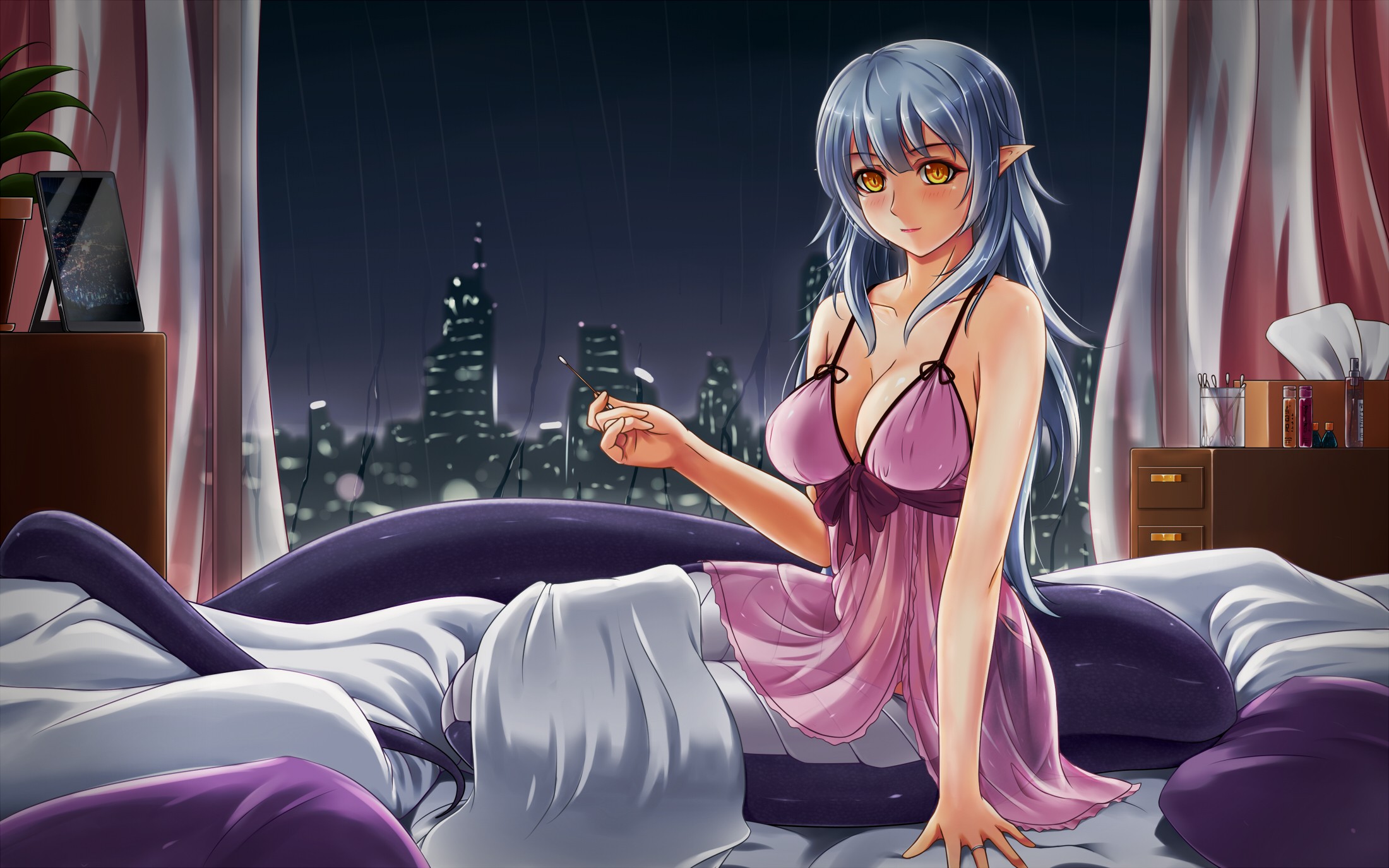 Pointed Ears Midnight Anime Girls Long Hair Lamia Lingerie Wallpaper 212196 2200x1375px