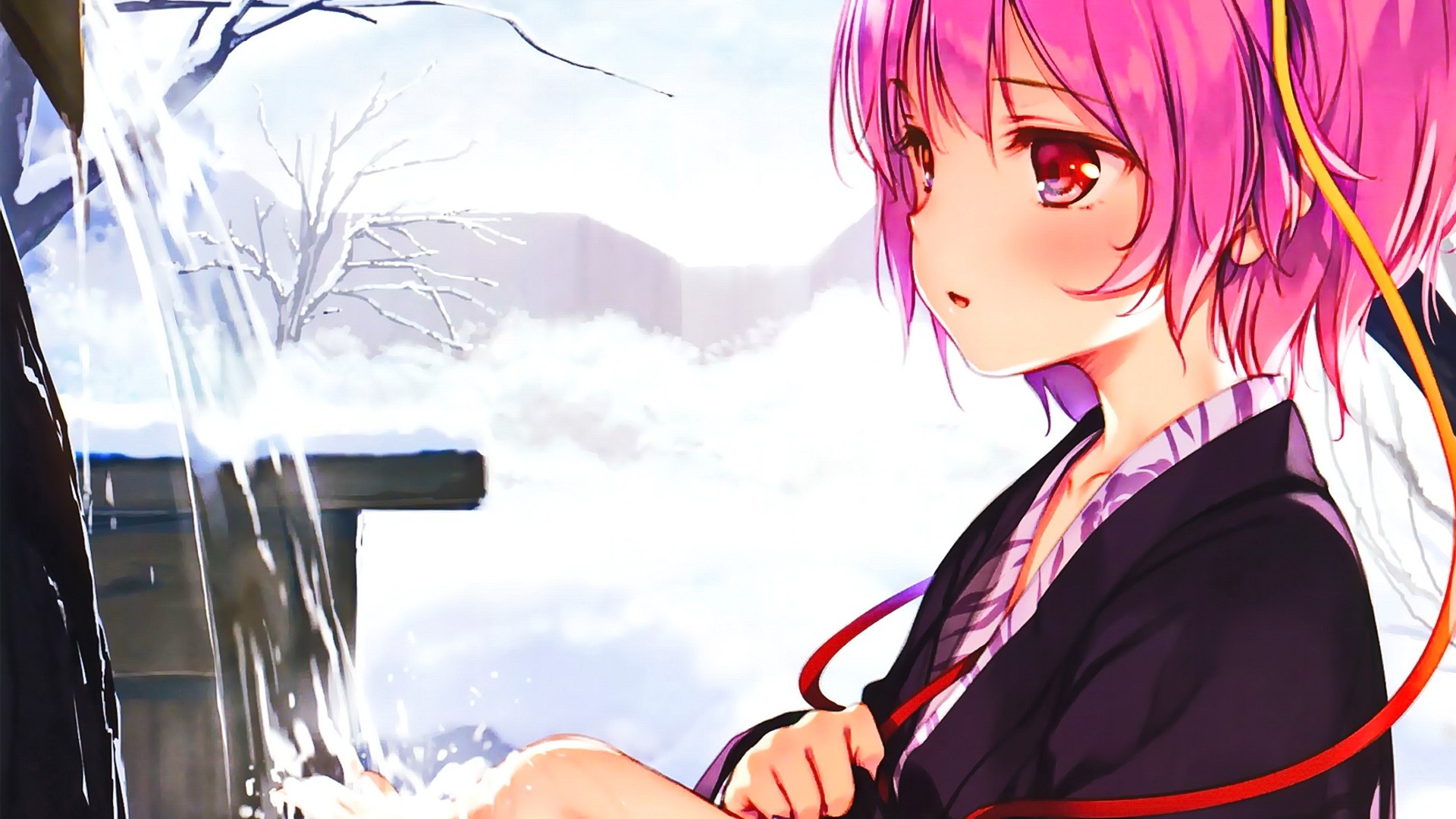 red eyes, anime, Komeiji Satori, Touhou, pink hair, short hair - wallpaper  #219303 (1920x1080px) on Wallls.com