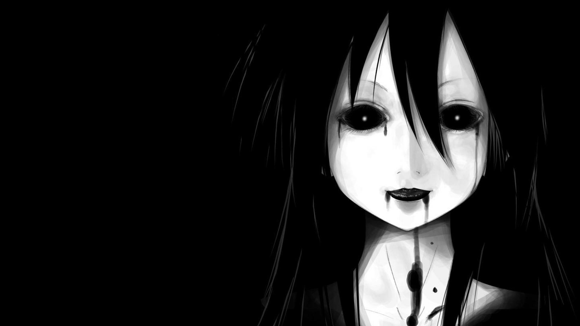 dark, anime girls, anime, black background, face - wallpaper #220447  (1920x1080px) on
