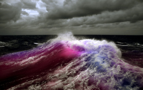 photo manipulation, sea, colorful, waves, water