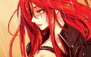 rain, redhead, artwork, scars, League of Legends, Katarina