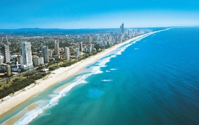 sea, Gold Coast, Australia, skyscraper, beach