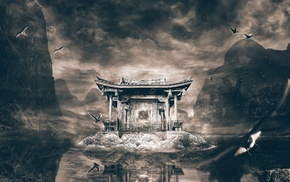 temple, fantasy art