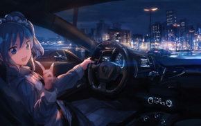 Kiriya Aoi, anime, car interior, Aikatsu, car, girl with cars