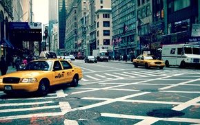 New York City, street, taxi, traffic