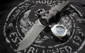 gun, clocks, knife