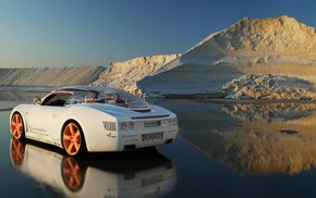 cars, reflection, water, ice