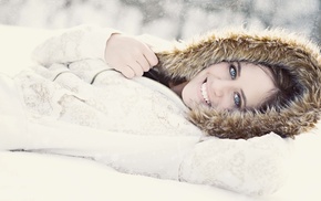 girls, snow, smiling