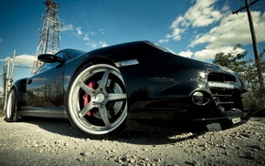 Porsche, wheels, black, cars