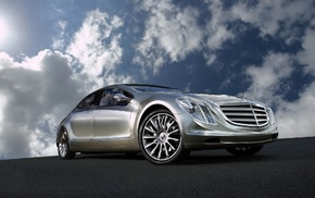 Mercedes-Benz, reflection, cars, sky, clouds