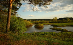 river, nature, sky, rest