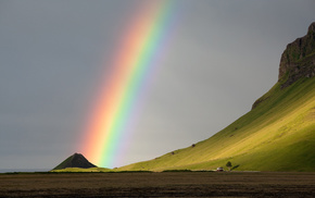rainbow, nature, mountain, Iceland