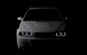 cars, headlights, light, black background