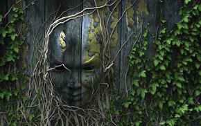 nature, 3D, face, fence