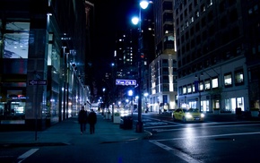 cities, New York City, night, street