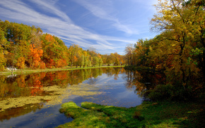 autumn, pond, nature, park