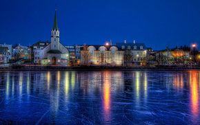 ice, winter, Iceland, cities