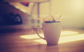 cup, splash, light, coffee, macro