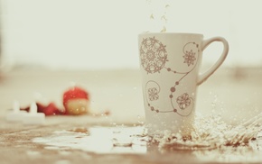 splash, delicious, snowflakes, cup, drops