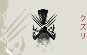 kanji, simple background, Wolverine, artwork, superhero