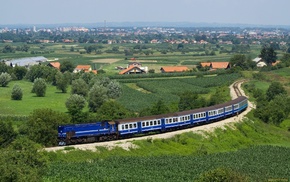 nature, houses, train