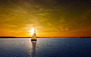yacht, sunset, sky, sea, summer