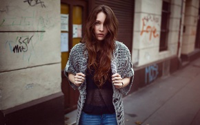 girl, Janina Knopf, long hair, sweater, jeans