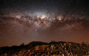 galaxy, stars, rocks, Milky Way, nature