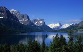 landscape, mountain, nature, trees, lake