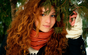 hair, face, nature, girl, redhead