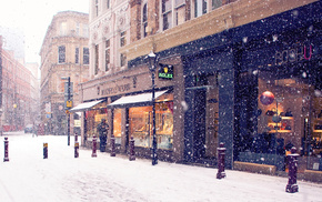 cities, snow, winter, street, city