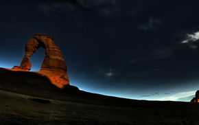 sunrise, night, nature, rock