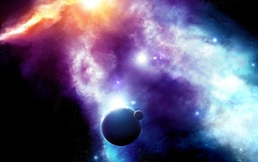 nebula, planet, space art