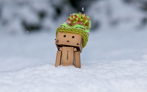 snow, woolly hat, Danbo